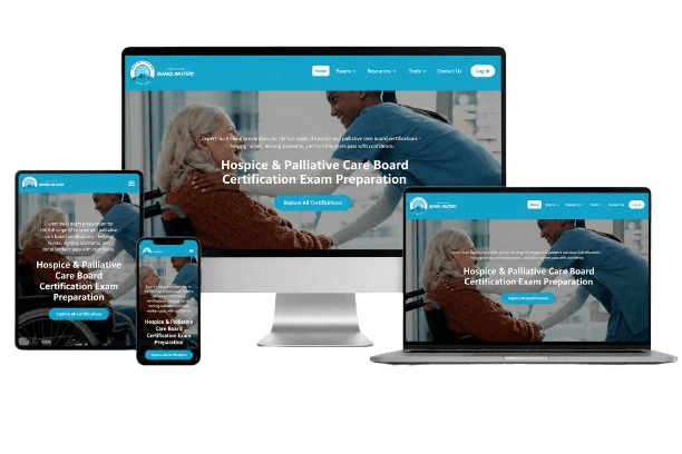 Accessible on Any Device Hospice and palliative care exam preparation course accessible on laptop, tablet, and smartphone